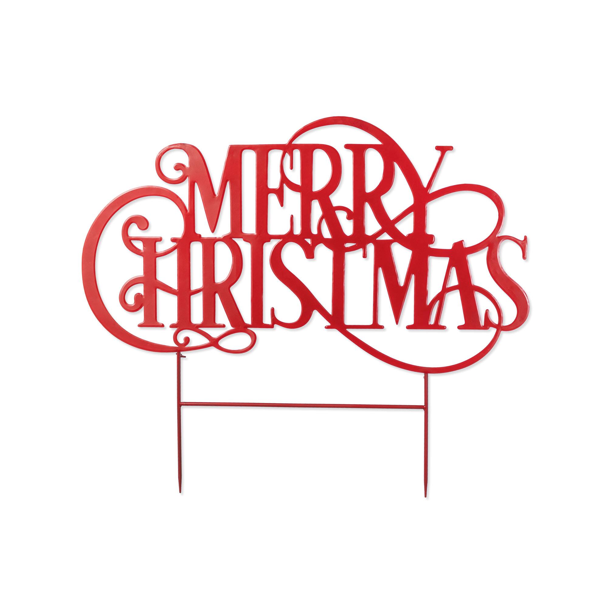 Glitzhome® 36" Oversized Metal Christmas "MERRY CHRISTMAS" Yard Stake